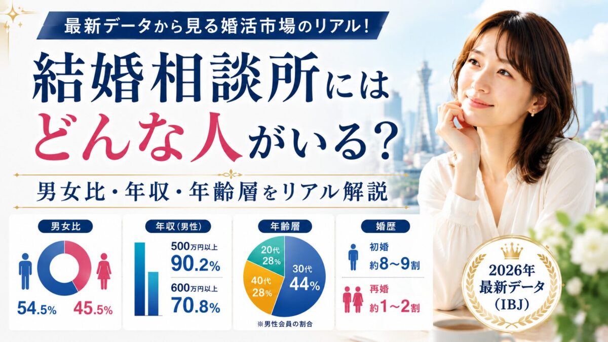 結婚相談所にはどんな人がいる？男女比・年収・年齢層をリアル解説