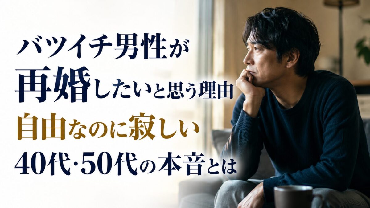 バツイチ男性が再婚したいと思う理由｜自由なのに寂しい40代・50代の本音とは