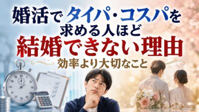 婚活でタイパ・コスパを求める人ほど結婚できない理由｜効率より大切なこと